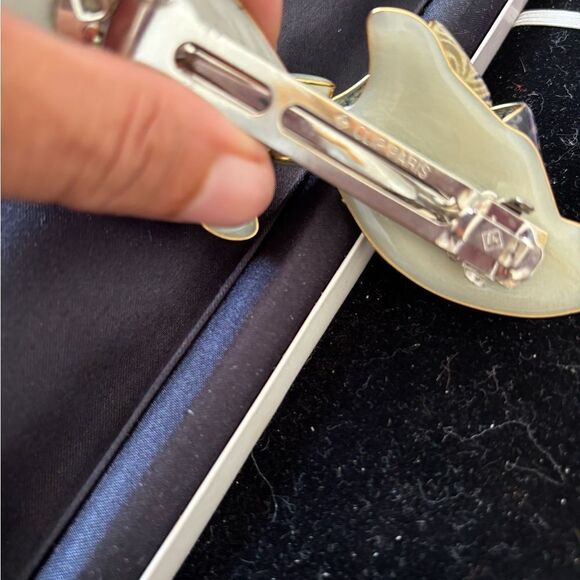 Vintage CLIP PARIS Hair Barrette Rhinestone Floral hairpiece Metallic designer - Picture 4 of 4